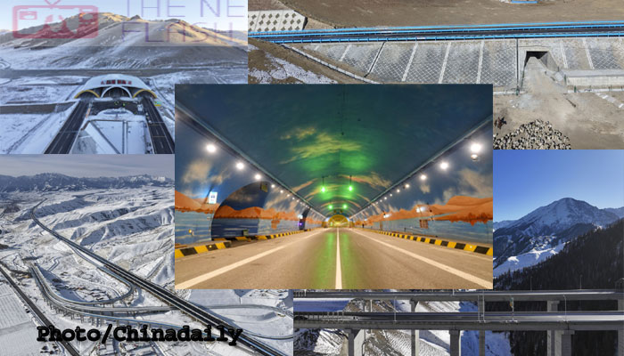 Tianshan Shengli Tunnel on Urumqi-Yuli Expressway in Northwest China's Xinjiang